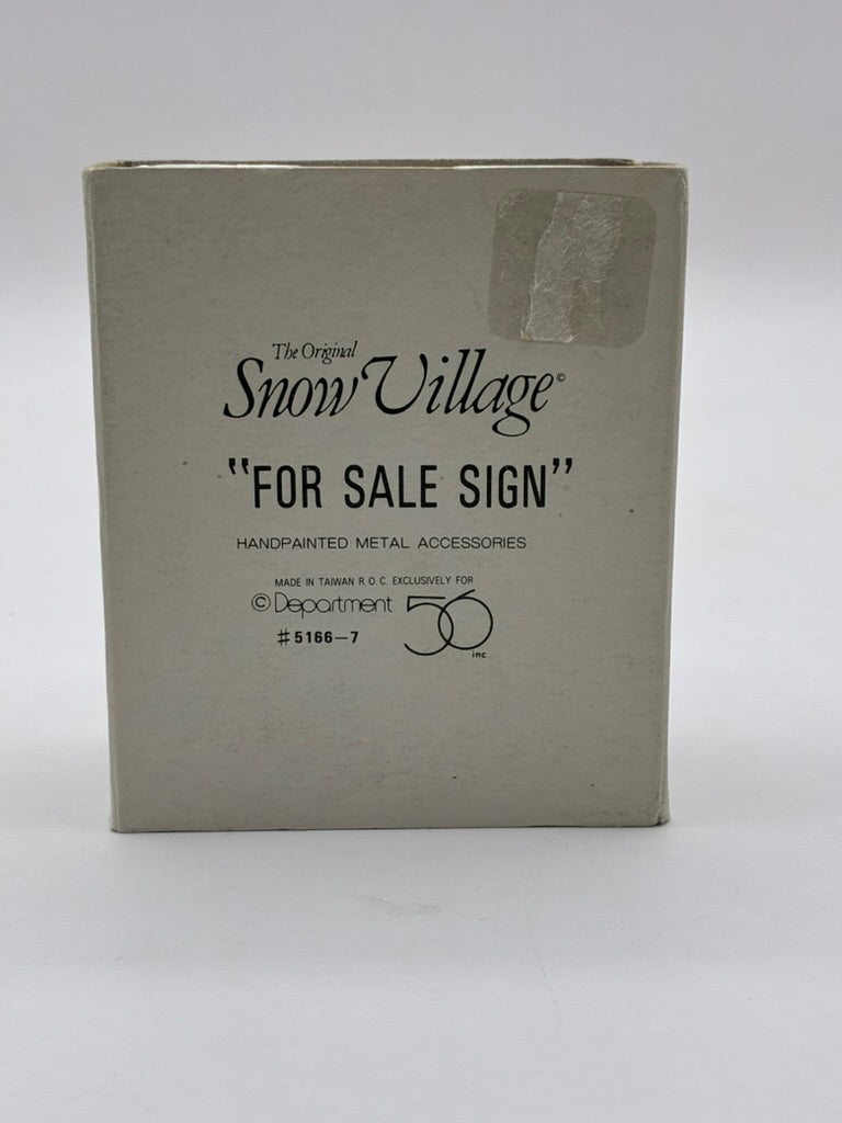 Department 56 - For Sale Sign - Original Snow Village
