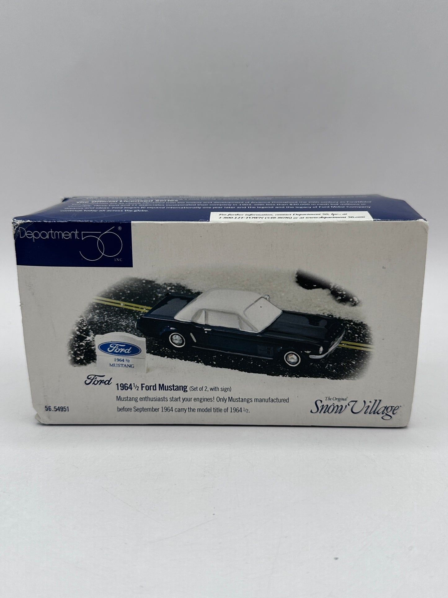 Department 56 - 1964 1/2 Ford Mustang (Blue) - Original Snow Village
