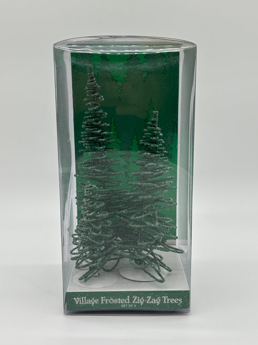 Department 56 -Village Frosted Zig-Zag Trees - Village Accessories