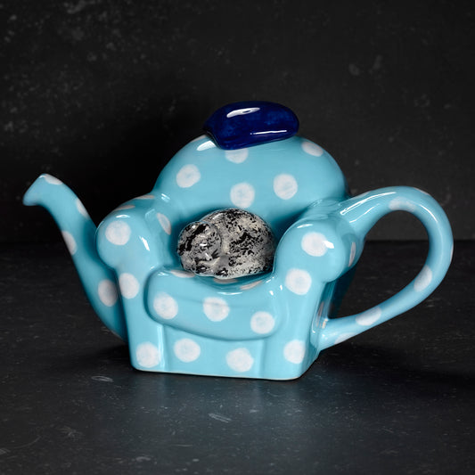 Carters of Suffolk - Cat At Rest (Blue)  - Handmade Teapot