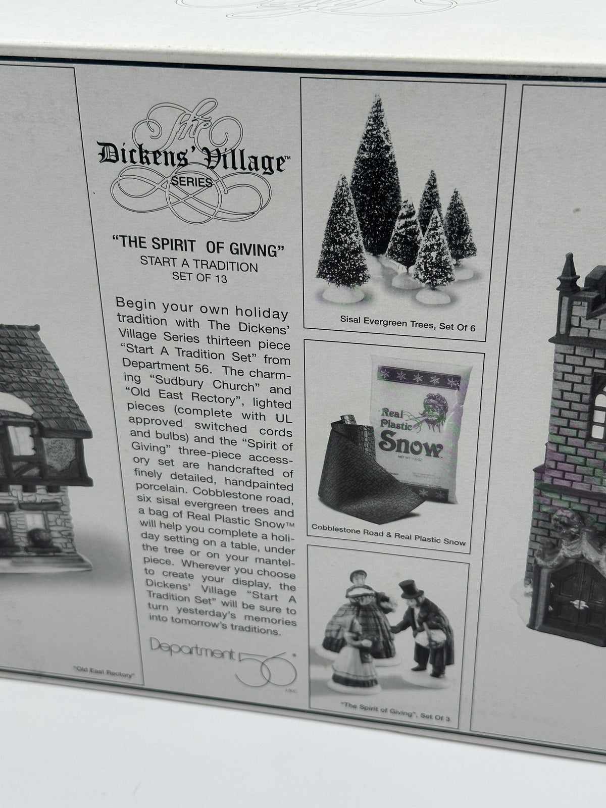 Outer box back panel describing the thirteen-piece Start A Tradition set