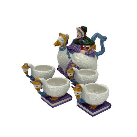 Department 56 - “Mother Goose” Teapot & Cups Set - Storybook Collection